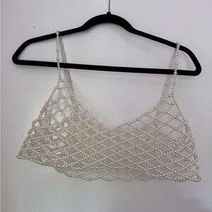 12th Tribe Mirabelle Pearl Overlay Crop Top